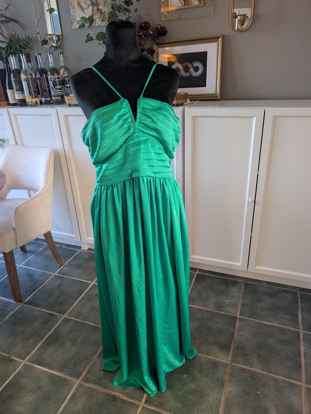 Green Spaghetti Strap Maxi Dress